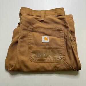 Carhartt Jeans Mens 34x32 Brown Carpenter Utility Work Dungaree Fit Y2K Distress